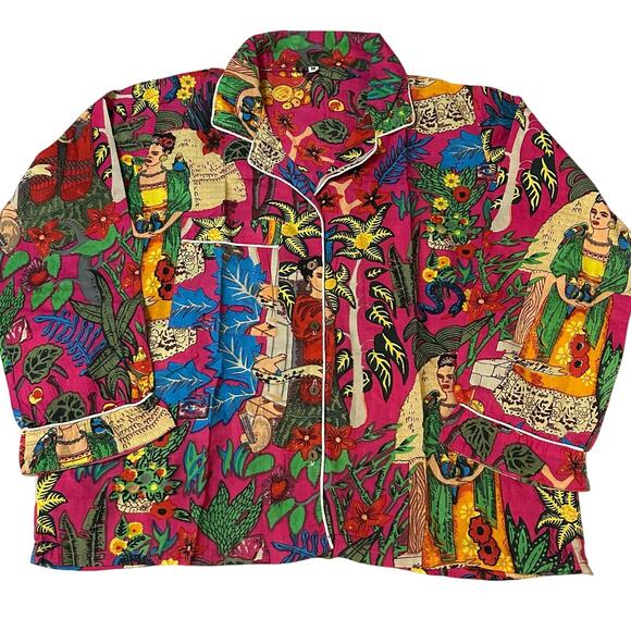 Vibrant Multicolor Pajama Top - Picture 1 of 8